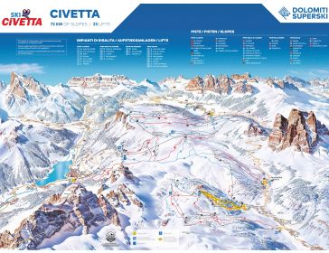 Pistekaart Dolomieten - Ski Civetta